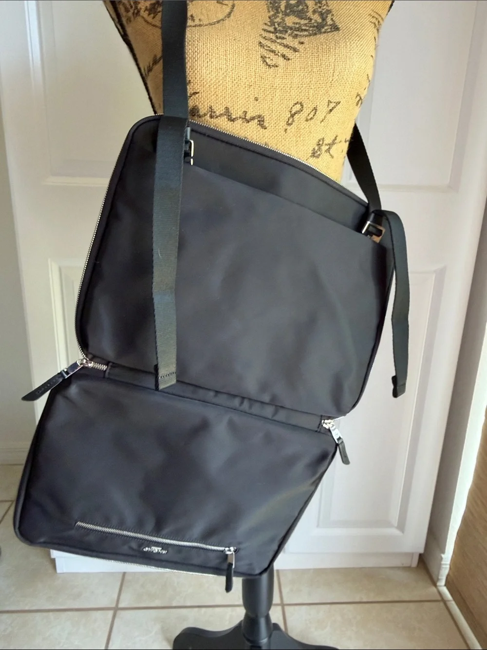 Black Laptop Crossbody Bag for Men